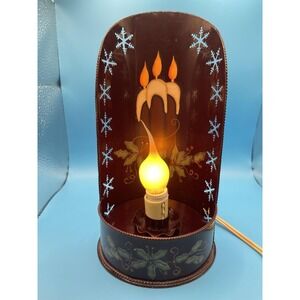 Crazy Mountain Folk Art Christmas Winter‎ Holiday Candle Light Lamp working